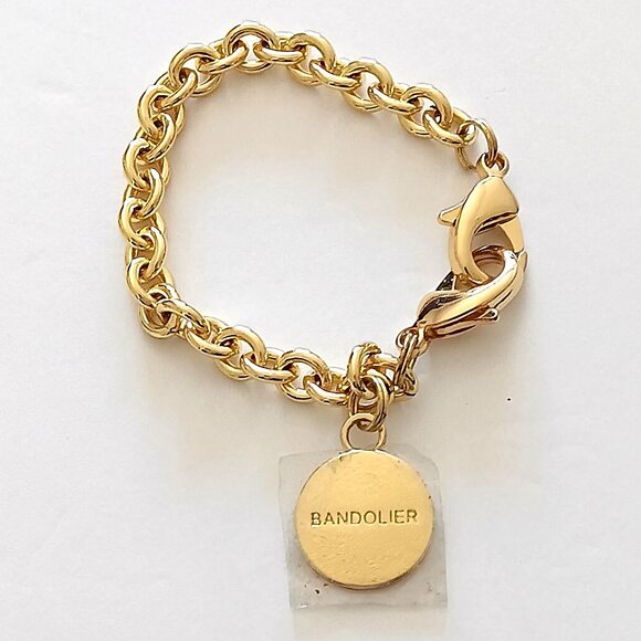 Bandolier Gold Tone Wristlet Strap With A Single Charm - Picture 1 of 2